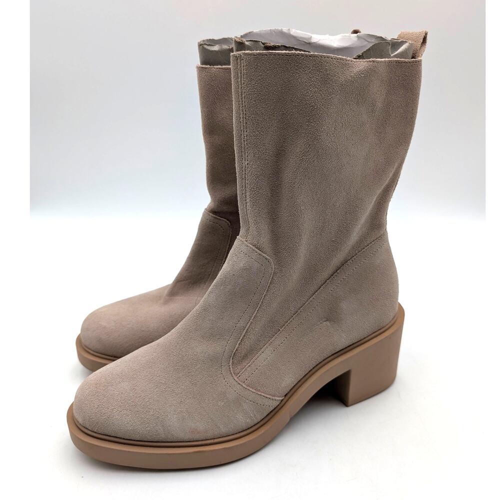 Andre Assous Gloria Water Resistant Boots Side Zip Women's Sesame Sz US8M EU38.5